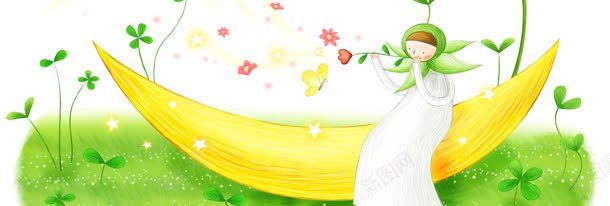 月亮背景jpg设计背景_新图网 https://ixintu.com 儿童节 女孩 清新 绿色 蝴蝶