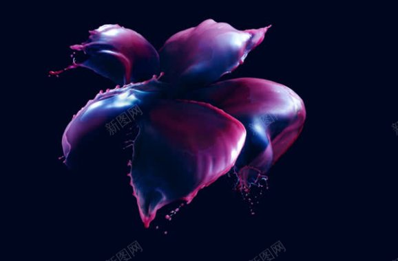 水墨紫色花朵水珠背景