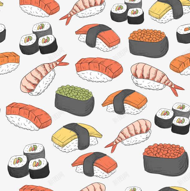 手绘日本寿司png免抠素材_新图网 https://ixintu.com 寿司 寿司卷 手绘寿司 手绘食物 日本寿司 食物
