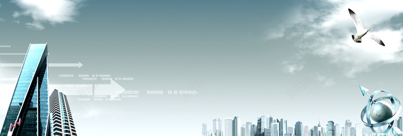 城市科技海报bannerpsd设计背景_新图网 https://ixintu.com banner 云朵 商务 地球 城市 城市化建设 大气 建筑 海报 科技 经济 青色 鸟