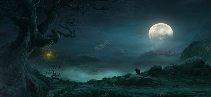 简约梦幻万圣节暗黑夜晚广告bannerjpg设计背景_新图网 https://ixintu.com banner 万圣节 乌鸦 全屏轮播 古树 夜晚 广告 暗黑 月亮 梦幻 简约