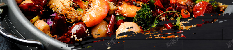 黑色简约麻辣香锅美食海报psd设计背景_新图网 https://ixintu.com 叶子 小吃 简约 美味 美食 菜单 辣椒 餐厅 餐饮 麻辣香锅广告
