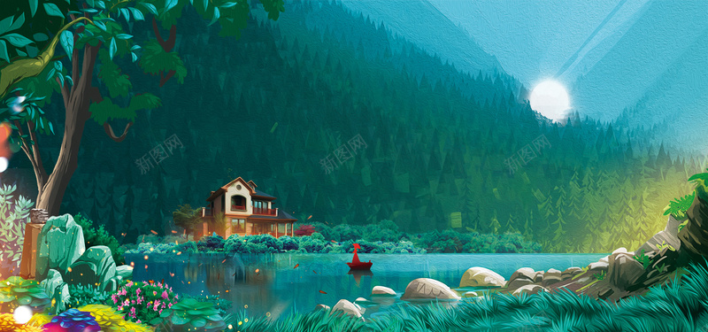 唯美手绘插画商业地产bannerpsd设计背景_新图网 https://ixintu.com 写字楼 地产 地产围挡 地产展板 地产户外 地产背景 地产高炮 房地产 房地产广告 新中式 高档地产