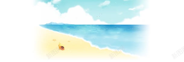 海滩卡通海螺背景bannerjpg设计背景_新图网 https://ixintu.com 化妆品 护肤 海水 海浪 蓝色 防晒