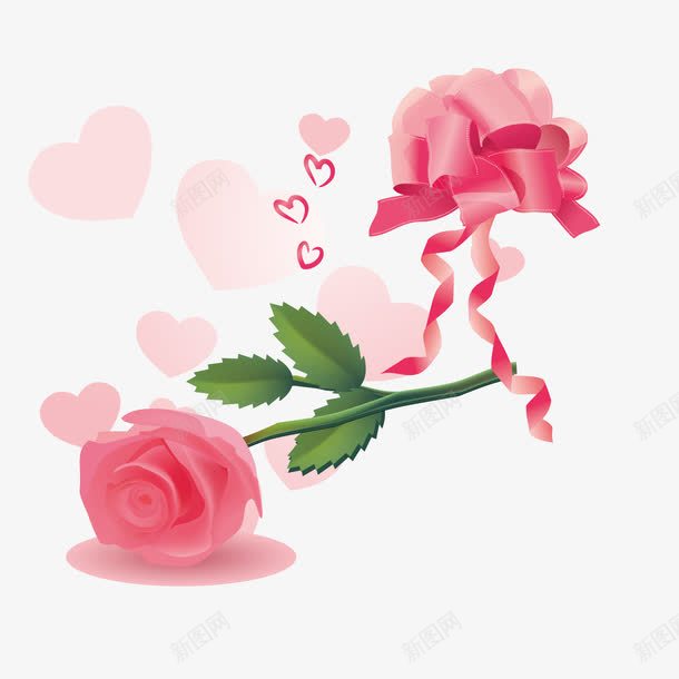 情人节婚庆粉色的礼花和玫瑰png免抠素材_新图网 https://ixintu.com 婚庆 婚礼 情人节 玫瑰 礼花 粉色