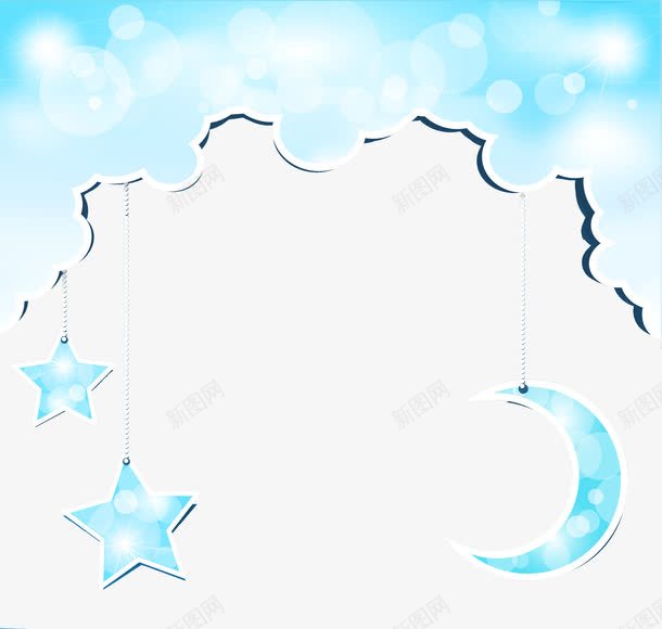 蓝色天空png免抠素材_新图网 https://ixintu.com 云彩 卡通 卡通天空 天空 小清新 星星 月亮 浪漫 童话