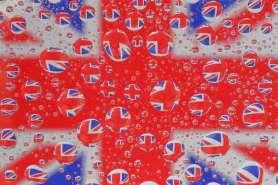 水滴英国国旗背景