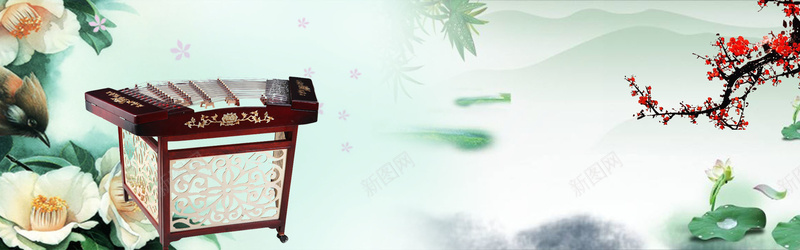 复古文艺banner海报psd设计背景_新图网 https://ixintu.com 中国风 乐器 古装 复古 女装 山水 戏服 文艺 旗袍养生 海报背景 男装 道具背景