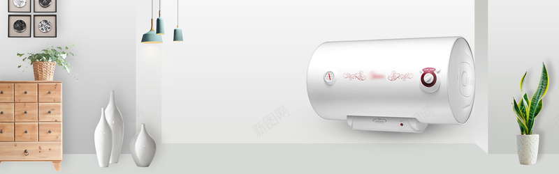 简约家居风格淘宝热水器bannerpsd设计背景_新图网 https://ixintu.com 中央 中央空调 即热式热水器 厨宝 太阳能热水器 烟灶消套装 电热水汽 空气能热水器 空调 锅炉设备