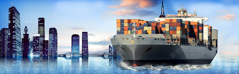 货轮海运psd设计背景_新图网 https://ixintu.com 海报banner 海运货轮 物流