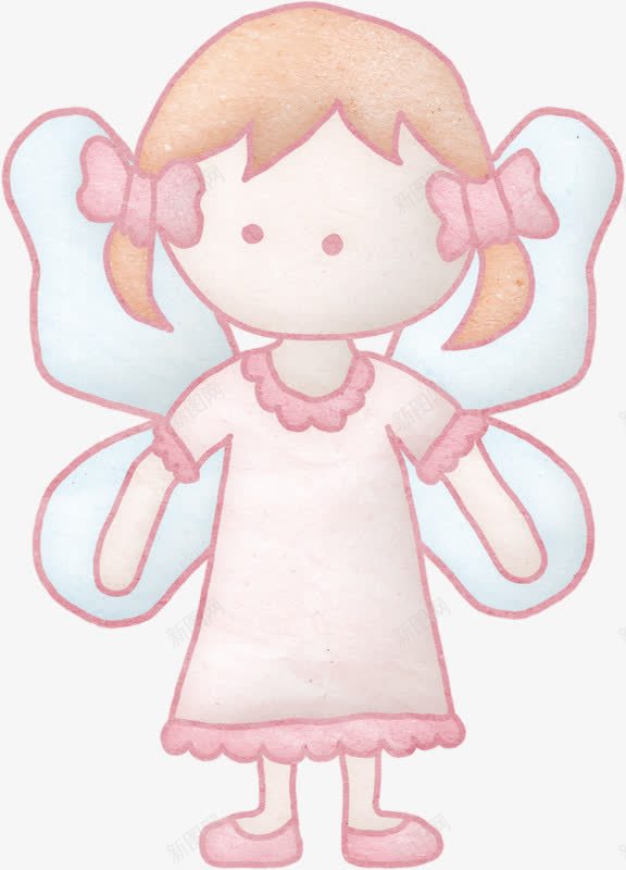 卡通蜡笔天使翅膀小女孩png免抠素材_新图网 https://ixintu.com 卡通手绘 天使翅膀 小女孩 蜡笔画画