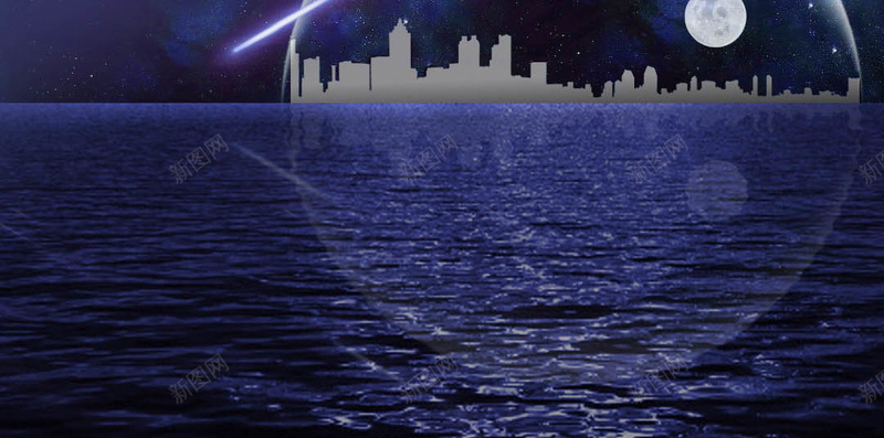 湖泊海水夜景H5背景jpg设计背景_新图网 https://ixintu.com H5 H5背景 光 夜景 星空 梦幻背景 流星 海水 湖泊 紫色