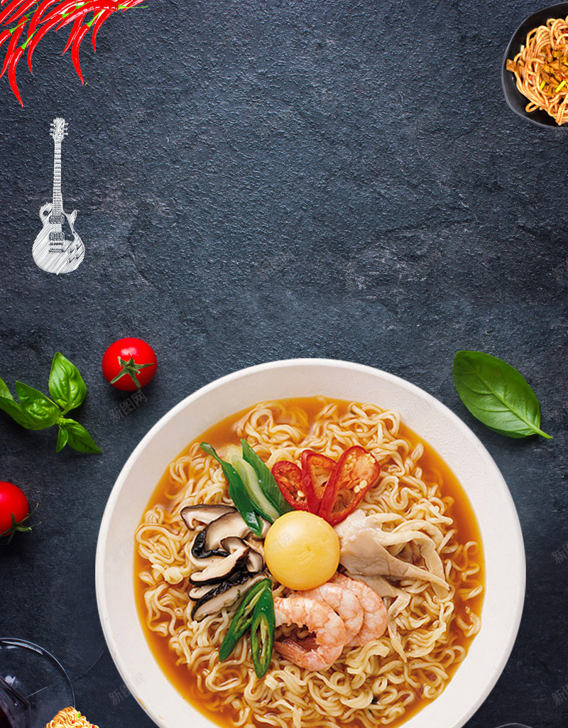 美味方便面餐饮海报psd设计背景_新图网 https://ixintu.com 方便面 日式料理 简约 美食宣传 美食海报 配料 面新品上市美食海报 面食 餐厅 黑色背景