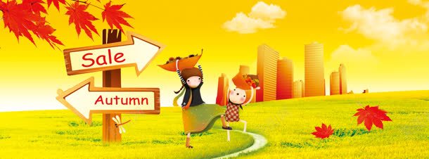 卡通秋季背景bannerjpg设计背景_新图网 https://ixintu.com banner 卡通 枫叶 树标 秋季 素材 背景
