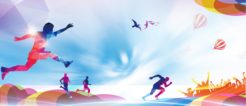 五四青年节大气几何渐变bannerpsd设计背景_新图网 https://ixintu.com 五四青年节 体育展板 体育比赛 几何 奔跑 宣传展板 年轻 校园宣传 活力 激情 跑步 跳跃 运动
