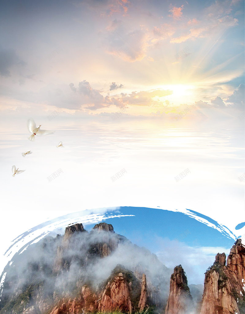 简约风庐山旅游宣传海报背景psd设计背景_新图网 https://ixintu.com 井冈山 和谐江西 婺源 旅游海报 武功山 江西 江西地标建筑 江西旅游 红色文化 红色旅游 美丽江西