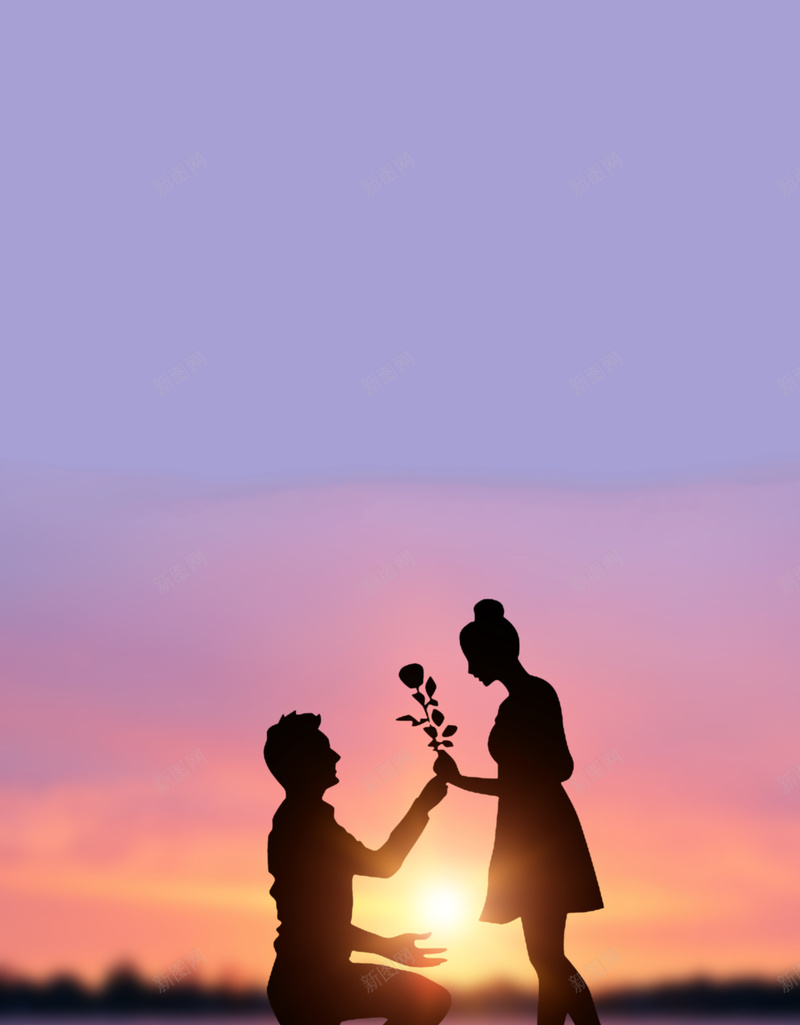 因为爱情情人节主题浪漫海报jpg设计背景_新图网 https://ixintu.com 520 520促销广告 人物剪影 我爱你 户外 求婚 爱情 甜蜜告白 表白
