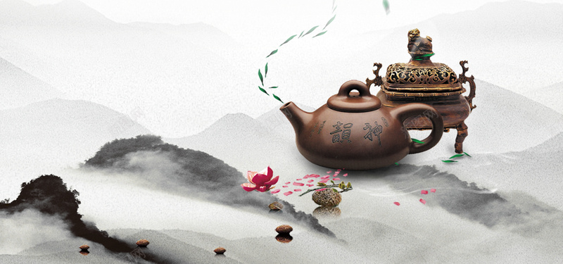 中国古风茶韵背景