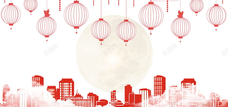 庆中秋迎国庆双节促销海报psd设计背景_新图网 https://ixintu.com 中秋促销 中秋节 十一国庆 国庆促销 建筑物剪影 扁平 月光 欢乐国庆 浓情中秋 灯笼 祖国生日