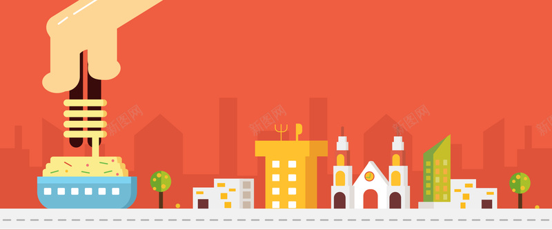 红色背景扁平美食城开业bannerpsd设计背景_新图网 https://ixintu.com banner 卡通 商业 喜庆 开业 扁平 招商 插画 红色背景 美食城