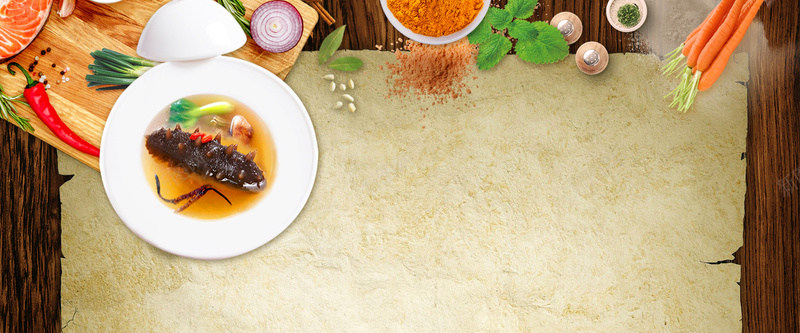 美食俯视图木纹质感海鲜棕bannerpsd设计背景_新图网 https://ixintu.com 广告 海鲜 淘宝 电商 素材 纹理 美食 美食俯视图 背景 蔬菜 设计 质感 食品 食物
