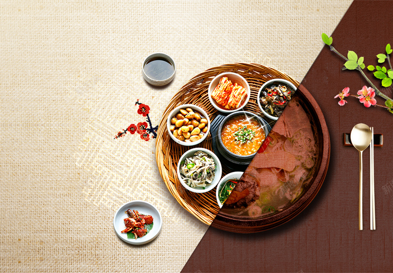 韩式美食火锅料理海报背景psd设计背景_新图网 https://ixintu.com 斜角设计 模板 火锅料理 美食 韩式 韩式美食火锅料理
