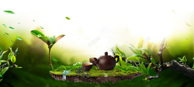 春茶节文艺景色茶壶绿bannerpsd设计背景_新图网 https://ixintu.com 小清新 广告 文艺 新茶上市 早茶 春天 春茶 春茶上市 渐变 素材 绿芽 背景 茶叶 茶壶 设计