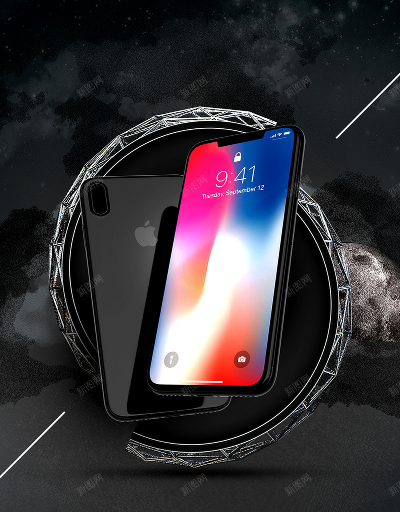 黑色苹果新品手机PSD分层H5psd设计背景_新图网 https://ixintu.com H5 PSD分层 iPhoneX 商务 手机 简约 线条 苹果手机 酷炫 黑色