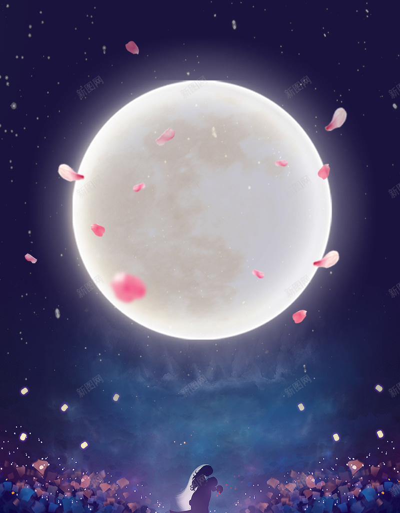 浪漫情侣剪影时尚情人节背景psd高清背景_新图网 https://ixintu.com 七夕 乞巧节 剪影 商场活动 情人节 情侣 时尚 晚上 月亮 浪漫 温馨 爱情 节日促销 花瓣