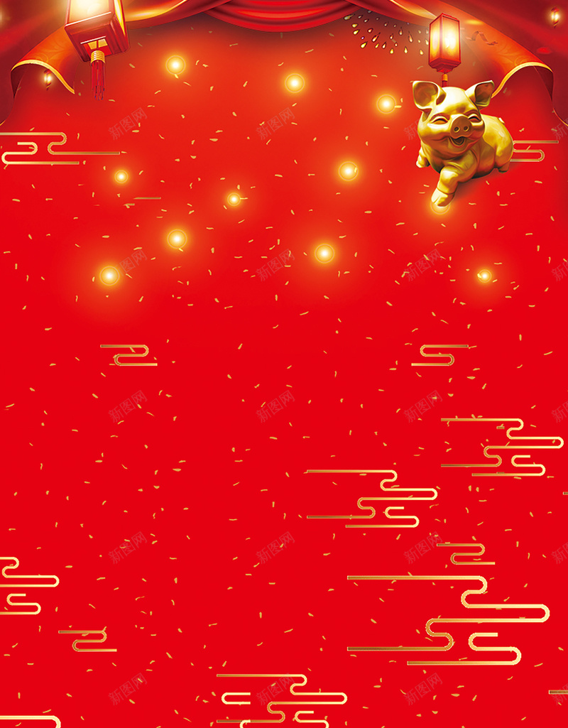红色猪年2019新年海报jpg设计背景_新图网 https://ixintu.com 2019 2019新年海报 展板背景 新年 海报 猪年 猪年吧海报 红色 红色海报