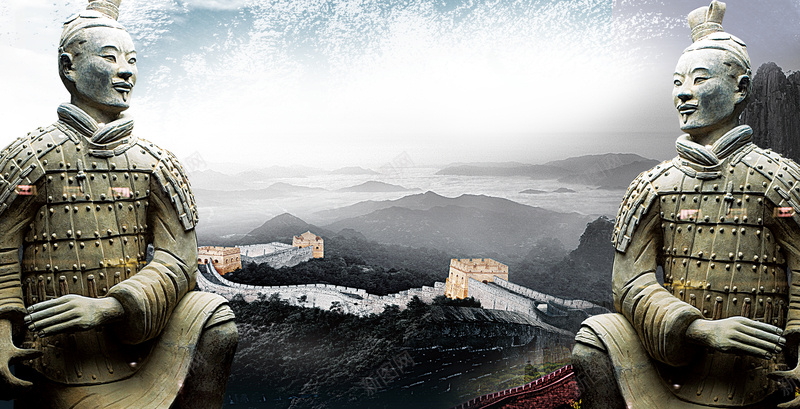中国风山河风景兵马俑背景psd设计背景_新图网 https://ixintu.com 中国风 传统 传统文化 兵马俑 古典 宣传 山河 开心 文化精神 海报 背景素材 风景