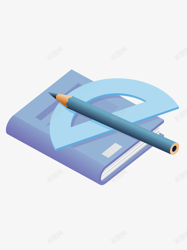 蓝色书籍尺子png免抠素材_新图网 https://ixintu.com ai 书本 书籍 卡通 尺子 铅笔
