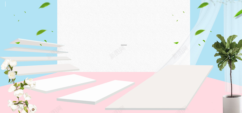 夏季蓝粉小清新美妆新品上新淘宝天猫电商bannerjpg设计背景_新图网 https://ixintu.com 上新 化妆品 夏季 小清新 微空间 新品 植物 简约 美妆 蓝粉