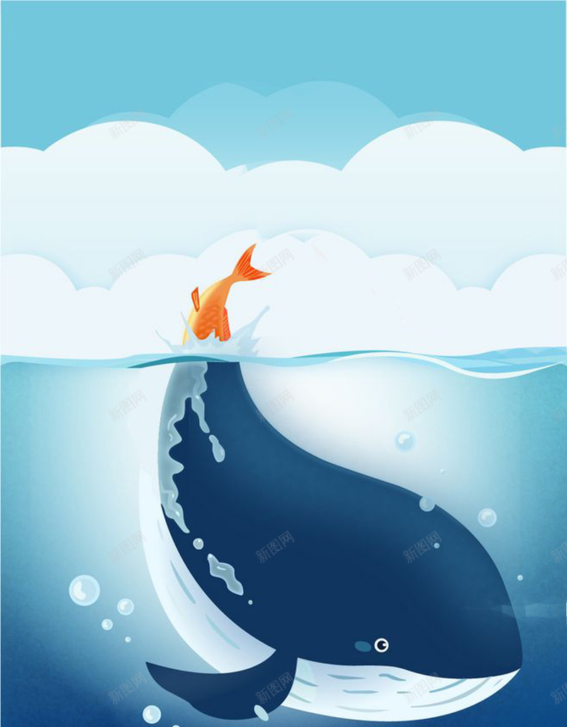 手绘卡通海洋背景jpg设计背景_新图网 https://ixintu.com 卡通 彩色 手绘 插画 水面 海洋 背景 蓝色 鲨鱼