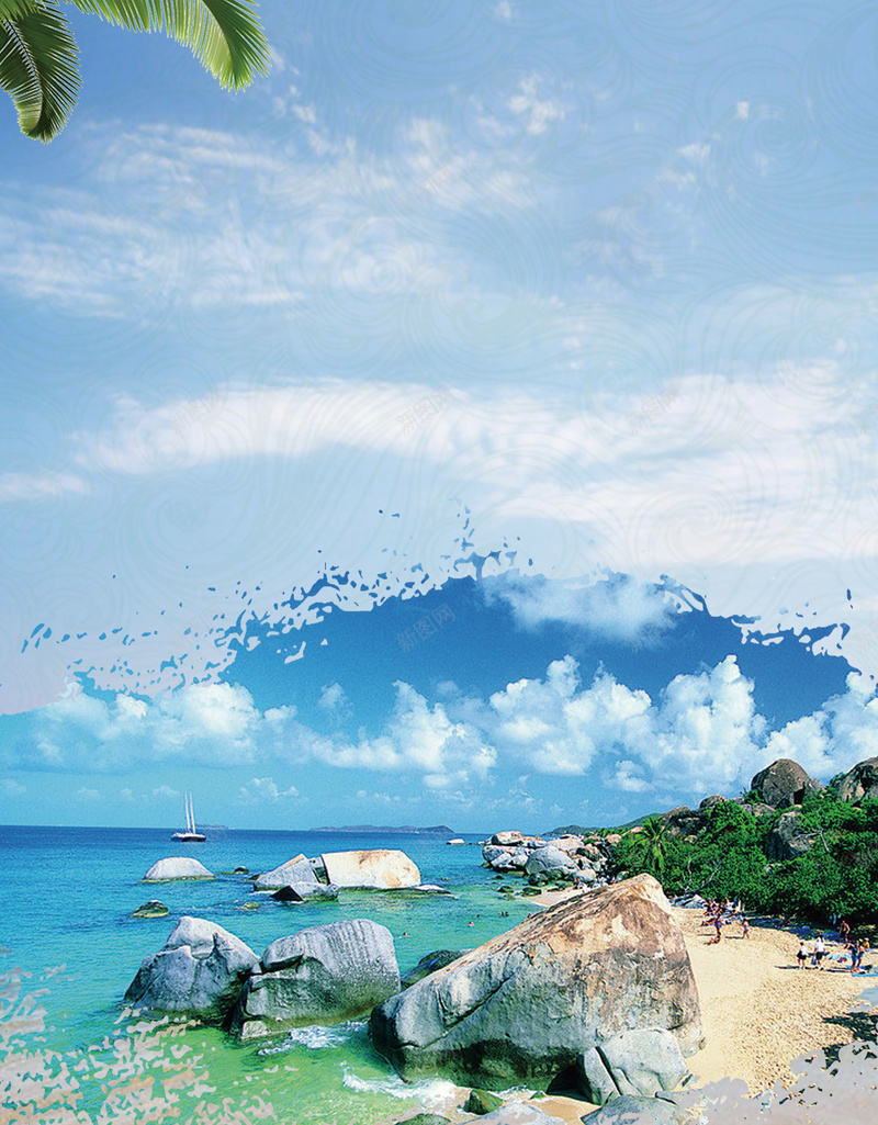 蓝色清新春节旅行三亚海滩背景jpg设计背景_新图网 https://ixintu.com 三亚 大气 旅行 春节旅行 海南 海滩 海滩背景 清新 蓝天 蓝色 风景