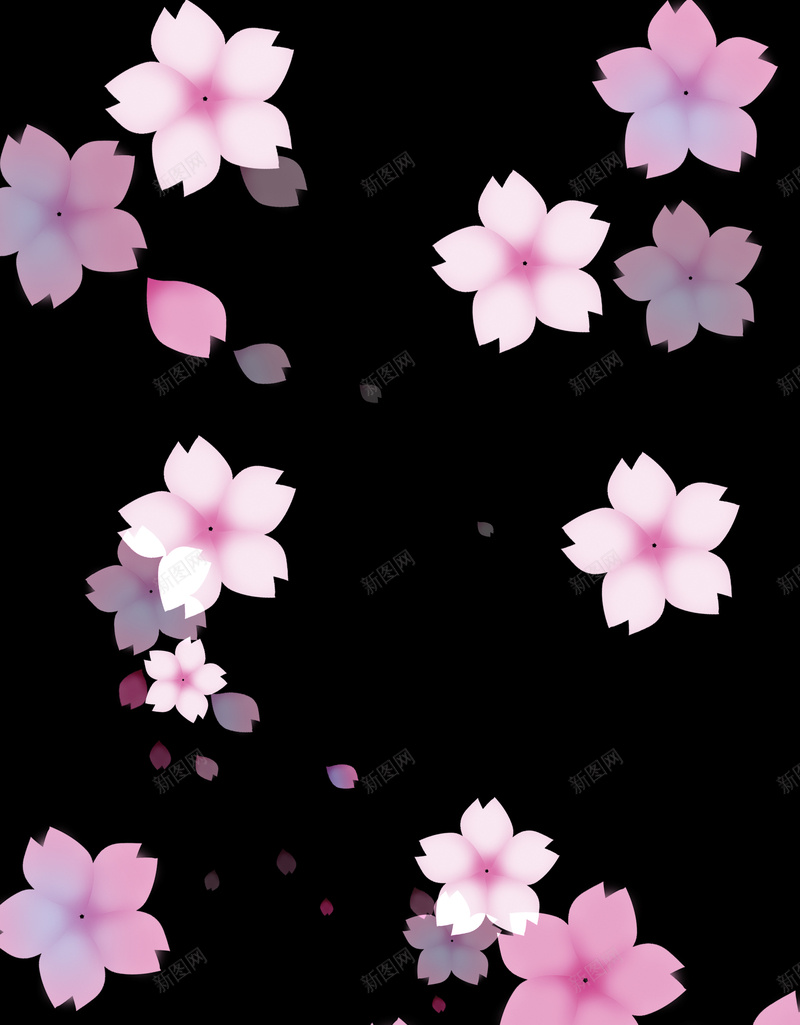 黑色唯美樱花背景psd设计背景_新图网 https://ixintu.com 唯美 日式 白色 粉色 纹理 背景 花瓣 蓝色 黑色