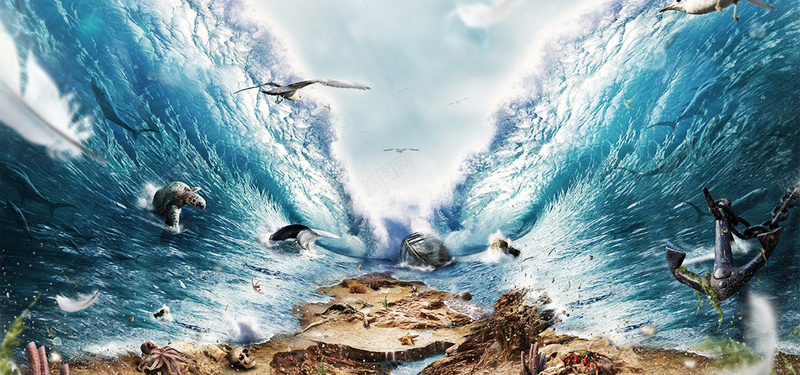 动物 动物世界 动画场景 大浪 大海 海底世界 海洋生物 背景素材 还难