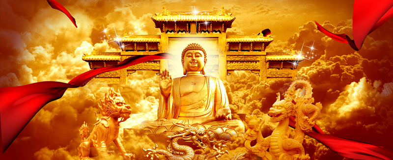 金色如来佛祖霸气海报psd设计背景_新图网 https://ixintu.com 佛 信仰 大佛 大气 如来 海报banner 金色
