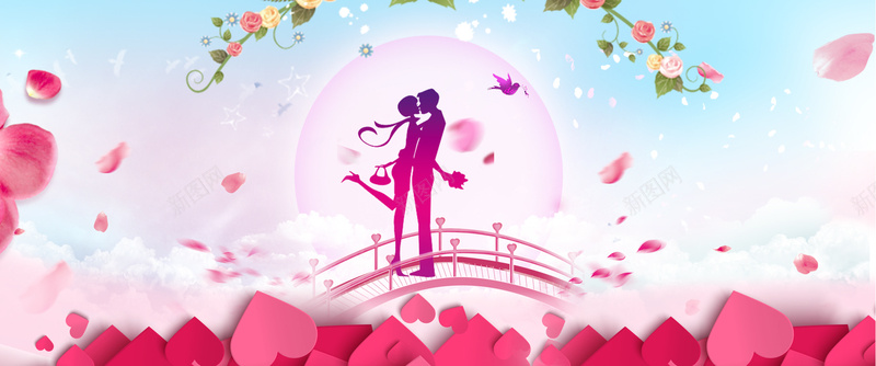 天猫七夕情人节浪漫粉色海报bannerpsd高清背景_新图网 https://ixintu.com banner 七夕 天猫 情人节 月亮 浪漫 海报 爱心 玫瑰 粉色 鹊桥 鹊桥相会