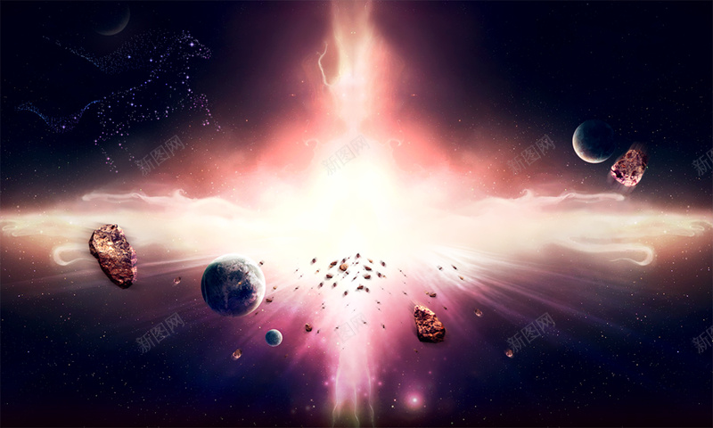 震撼海报背景图psd设计背景_新图网 https://ixintu.com 商务 地球 宇宙 星球 爆炸 科幻 科技 陨石开心