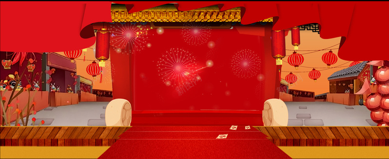 红色中国风温馨节日海报背景psd设计背景_新图网 https://ixintu.com 中国风 元宵节 喜庆 复古建筑 新年 春节 海报 温馨 灯笼 红色 背景 腊八节 节日 过年