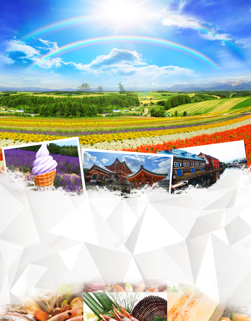 日本北海道梦幻花海6天游海报背景psd设计背景_新图网 https://ixintu.com 北海道 彩图 往返 旅游 日本 日本北海道梦幻花海6天游图片下载 直飞 简约 美食 酒店