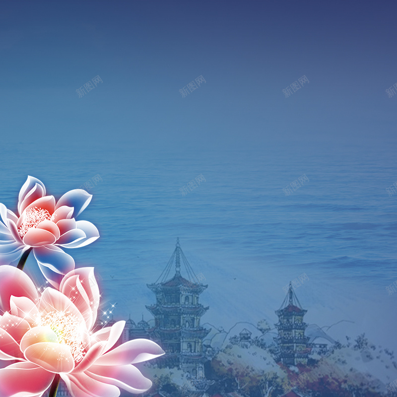 中秋节日促销主图psd设计背景_新图网 https://ixintu.com 中国风 主图 节日主图 荷花