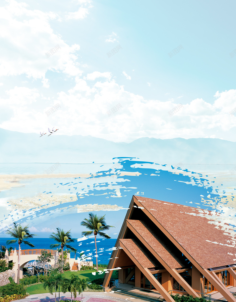 小清新三亚海南旅游海报背景psd设计背景_新图网 https://ixintu.com 三亚 小清新 旅游 旅行 椰树 海南 海报 白云 素材 背景 蓝天 风景