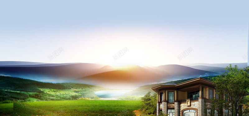 淘宝景色首页海报banner背景psd设计背景_新图网 https://ixintu.com banner背景 别墅 山峦 建筑物 摄影 景色首页 海报 海报banner 淘宝 风景
