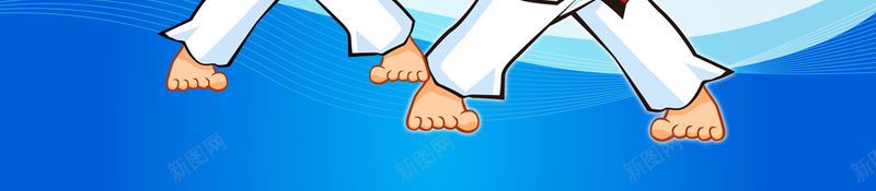 跆拳道招生广告海报psd设计背景_新图网 https://ixintu.com 卡通人物 培训 培训课 暑期班 武术 武馆 火热招生中 蓝色 跆拳道