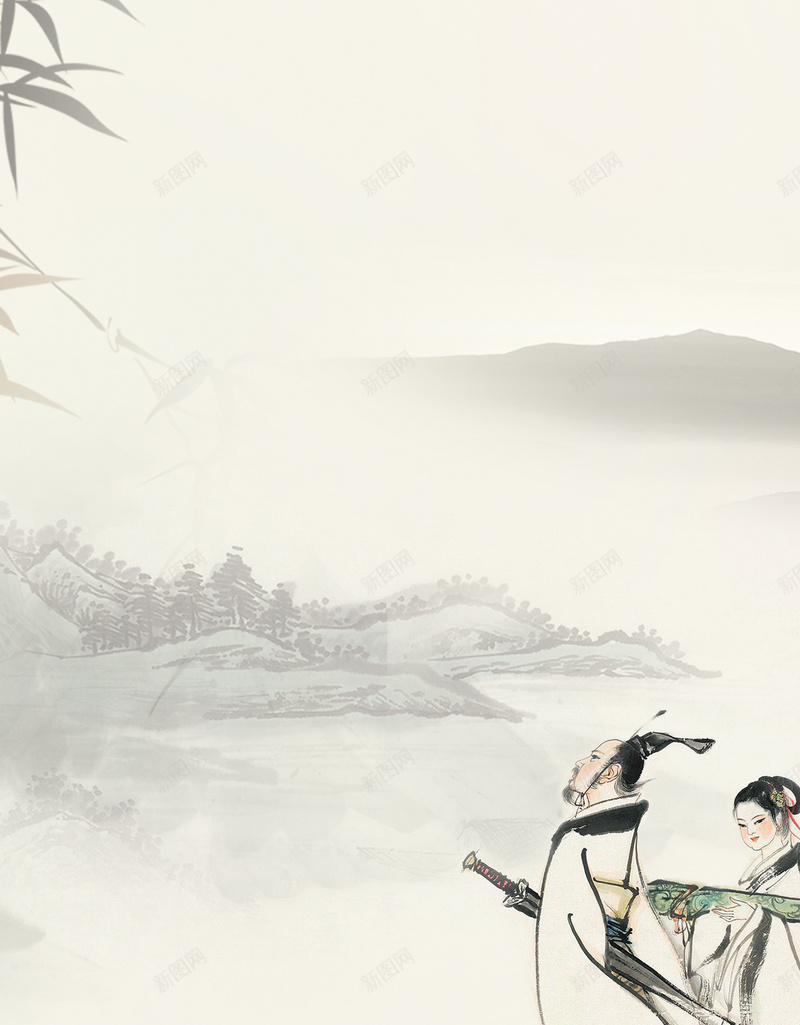 端午节中国风古人背景PSD分层H5背景素psd设计背景_新图网 https://ixintu.com H5背景素材 PSD分层 中国风 传统节日 古人背景 屈原 水墨 水墨素材 端午节 竹子