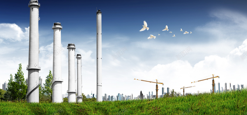 建筑工业区jpg设计背景_新图网 https://ixintu.com 在建工程 工业 海报banner 高楼建筑