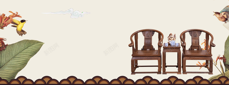 中国风古典高端传统木质座椅背景psd设计背景_新图网 https://ixintu.com 中国风 传统工艺 古典 叶子 唯美 复古 大气 广告 文艺 木质 椅 素材 绿叶 背景 设计