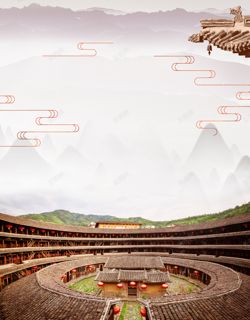 千年文化福建土楼旅游海报jpg设计背景_新图网 https://ixintu.com 世界文化遗产 土楼 土楼游 文化 旅游 旅游海报 旅行社 福建 福建土楼 福建旅游海报